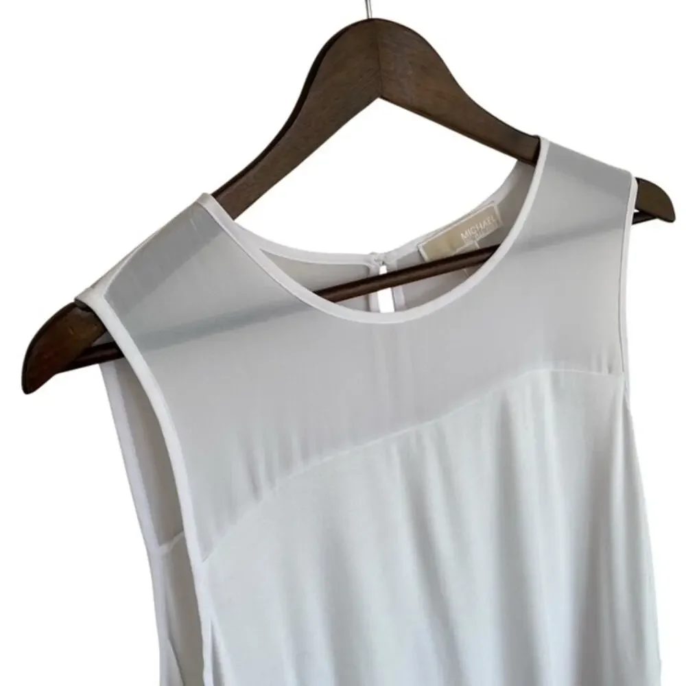 Michael Kors White Mixed Media Sleeveless Blouse - Large